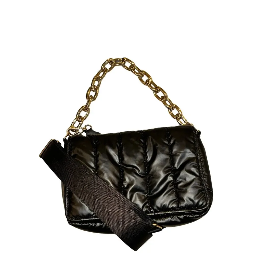 Vince Camuto Black Quilted‎ Puffer Crossbody Messenger Bag
